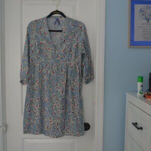 Pre-owned Seraphine blue floral print women's tunic top with V neck size 10